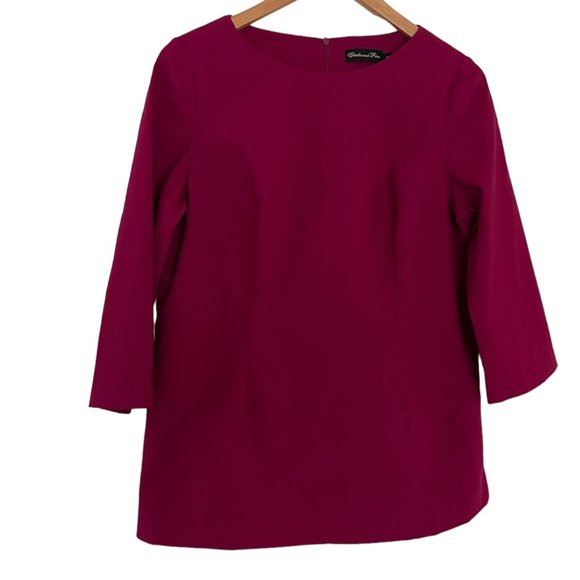 Estelle and Finn Stretch Tunic Top 8 Magenta Pink Boat Neck 3/4 Slv Blouse Shirt - Picture 2 of 6